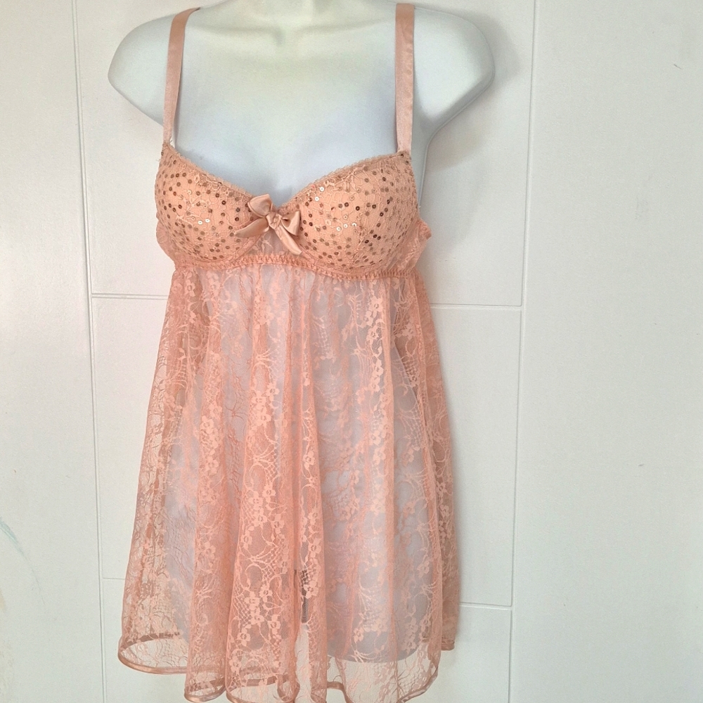 Seductive Wear by Cinema Etoile Elegant Sequin Lace Babydoll Lingerie S